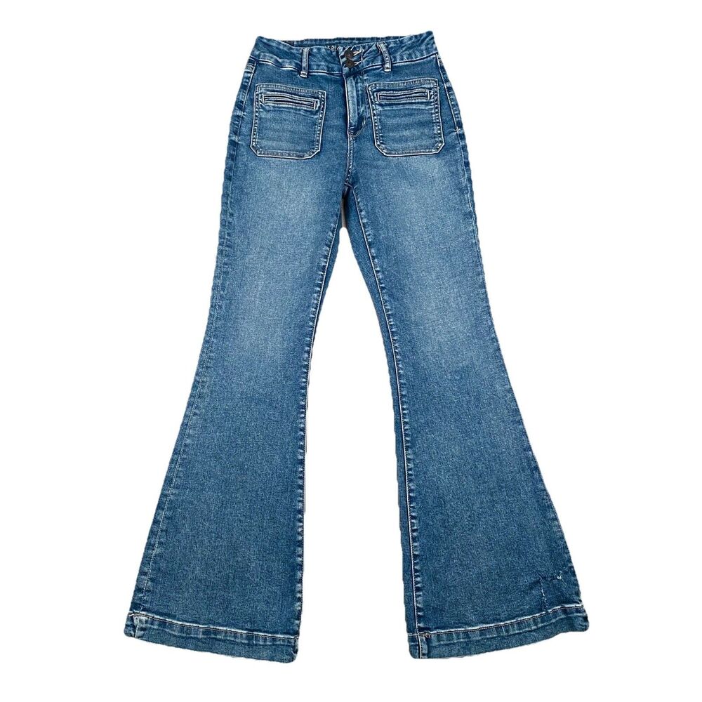 American Eagle Jeans Women 4 25x29.5 Blue Curvy Super High-Rise Flare Stretch